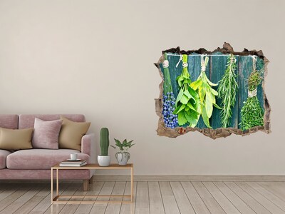 Nálepka 3D díra Bylinková záhrada v kuchyni