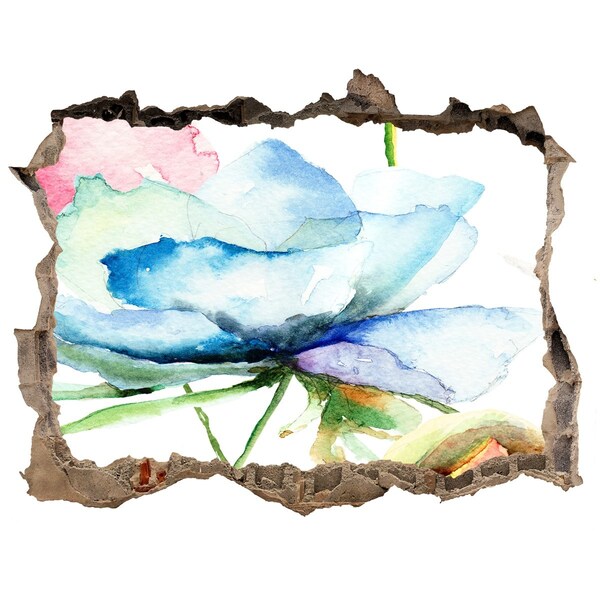 Nálepka 3D díra na zeď samolepící Kvetinový sen v betóne