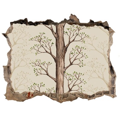 Nálepka 3D díra na zeď samolepící Rozbitá stena so stromom