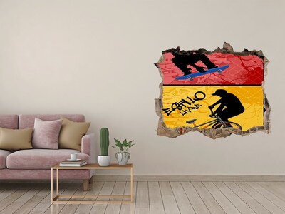 Foto fotografie díra na zeď Skateboarding v akcii