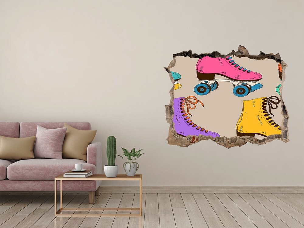 Fotoobraz díra na stěnu Farebné kolieskové korčule