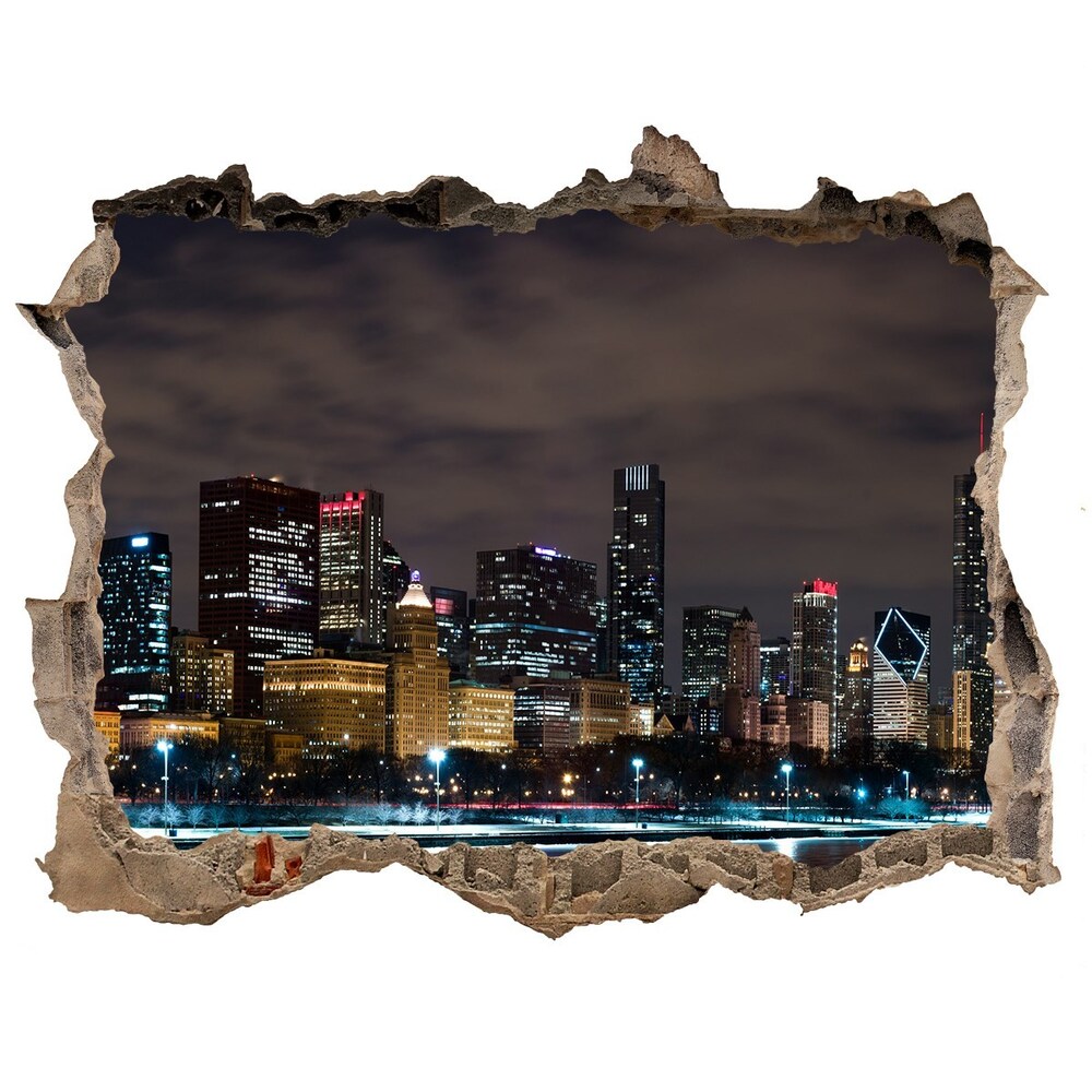 Fototapeta díra na zeď 3D Chicago v noci