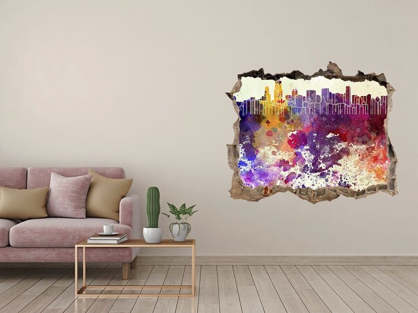 Fototapeta díra na zeď 3D Panoráma mesta v farebnej diere