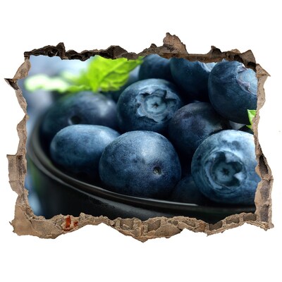 Nálepka 3D díra beton Čučoriedky v diere v stene