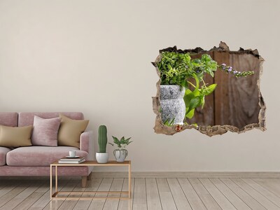 Nálepka 3D díra na zeď Zelená záhrada v betónovej diere