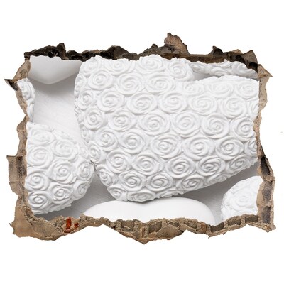 Fototapeta díra na zeď Biele ruže v diere v stene