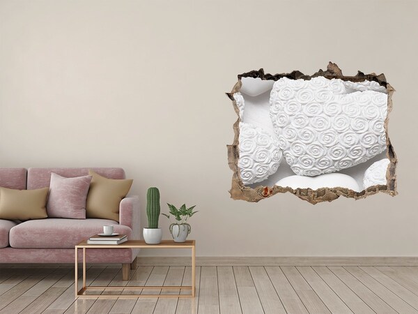 Fototapeta díra na zeď Biele ruže v diere v stene