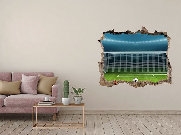 Fototapeta díra na zeď 3D nálepka Futbalový štadión za dierou v stene