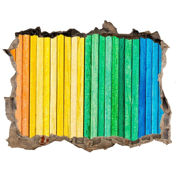 Díra 3D fototapeta na stěnu Farebné dosky v diere v stene