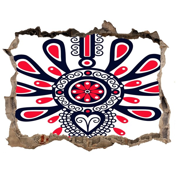 Díra 3D fototapeta na stěnu Farebný etnický vzor v diere v stene