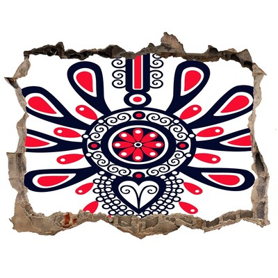 Díra 3D fototapeta na stěnu Farebný etnický vzor v diere v stene