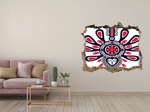 Díra 3D fototapeta na stěnu Farebný etnický vzor v diere v stene