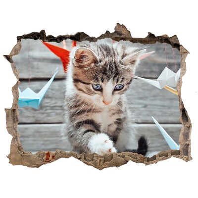 Díra 3D fototapeta Mačiatko v diere v stene
