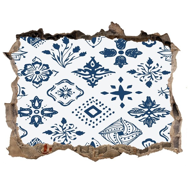 Nálepka 3D díra na zeď Kvetinové vzory na stene