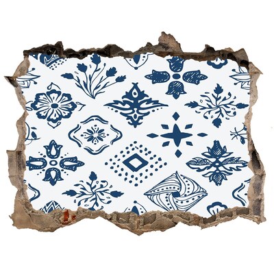 Nálepka 3D díra na zeď Kvetinové vzory na stene