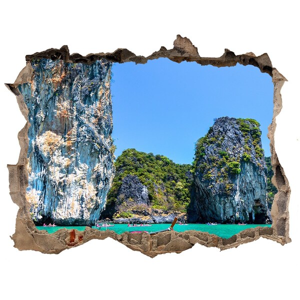 Nálepka fototapeta 3D výhled Člny thailand