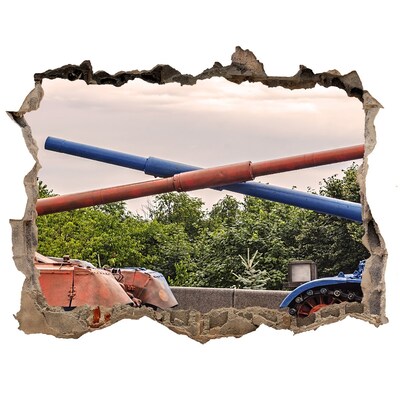 Foto fotografie díra na zeď Tanková bitka v ruinách