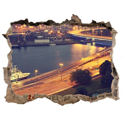 Fototapeta díra na zeď 3D Pohľad na mesto v noci