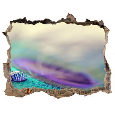 Díra 3D fototapeta na stěnu Kvapka na pávím perí