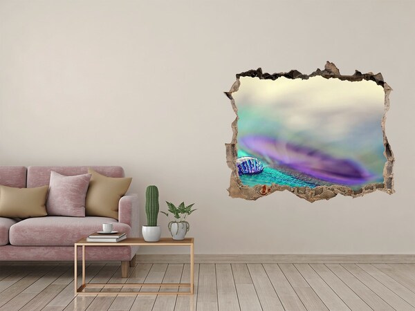 Díra 3D fototapeta na stěnu Kvapka na pávím perí
