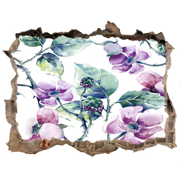 Nálepka 3D díra na zeď Kvetinová nástenná maľba na poškodenej stene