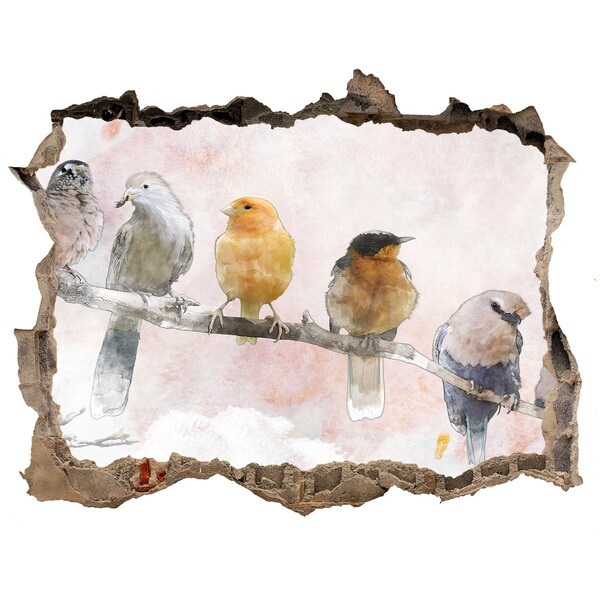 Díra 3D fototapeta nálepka Vtáky na konári