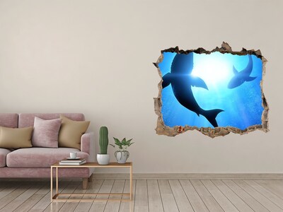 Díra 3D fototapeta nálepka Dva žraloky