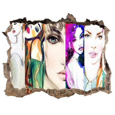 Díra 3D fototapeta nálepka Ženské portréty v diere v stene