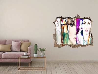 Díra 3D fototapeta nálepka Ženské portréty v diere v stene