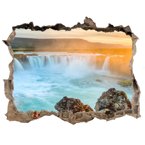 Nálepka fototapeta 3D výhled beton Vodopád v zapadajúcom slnku