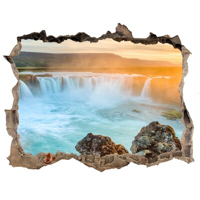 Nálepka fototapeta 3D výhled beton Vodopád v zapadajúcom slnku