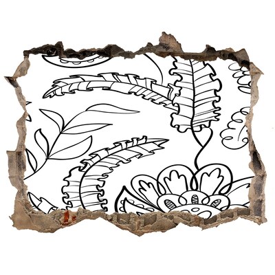 Nálepka 3D díra samolepící Tropická vegetácia v diere v stene