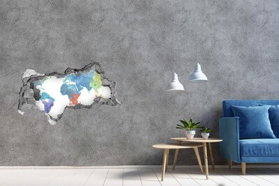 Samolepící díra na stěnu Mapa sveta