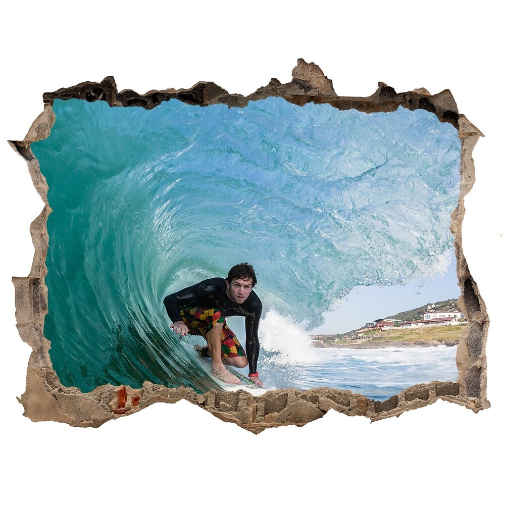 Fototapeta díra na zeď 3D Surfer na vlne