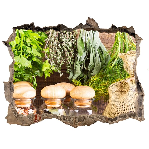 Nálepka 3D díra Bylinkový kútik v kuchyni