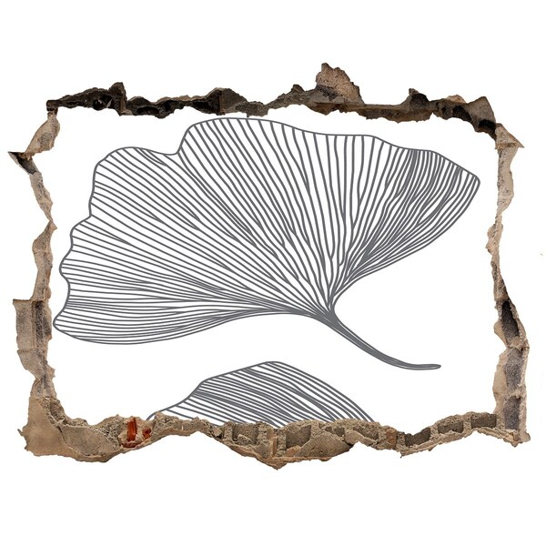 Nálepka 3D díra na zeď beton Listy v betóne