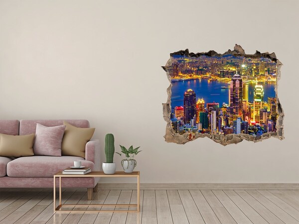 Fototapeta díra na zeď 3D Pohľad na Hongkong v noci