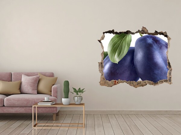 Nálepka 3D díra beton Šťavnaté slivky