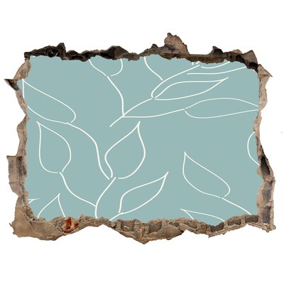 Nálepka 3D díra na zeď Zelená stena s rastlinným vzorom