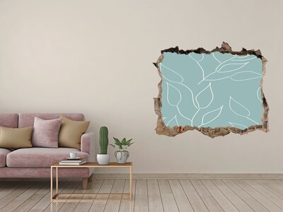 Nálepka 3D díra na zeď Zelená stena s rastlinným vzorom
