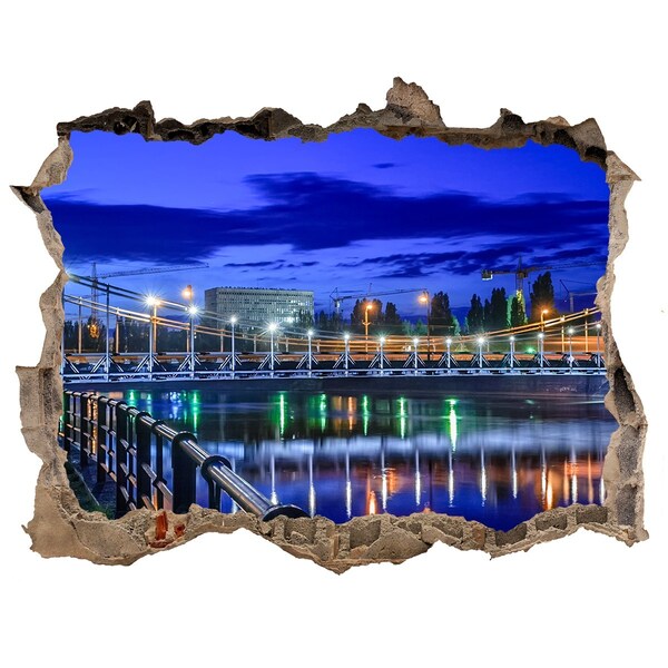 Fototapeta díra na zeď 3D Nočný pohľad na most a rieku