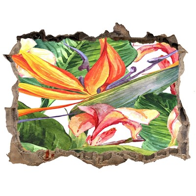 Nálepka 3D díra na zeď Tropický raj za múrom