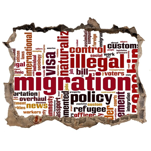 Fototapeta díra na zeď Migračná politika