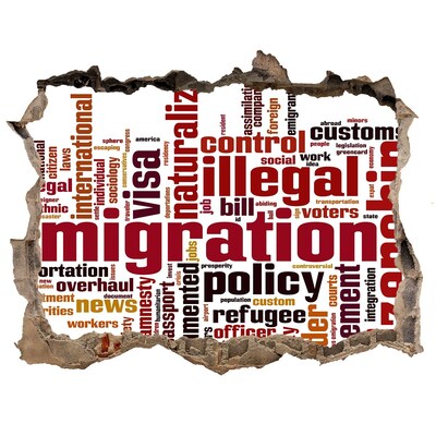 Fototapeta díra na zeď Migračná politika