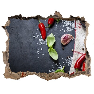 Nálepka 3D díra na zeď Kuchyňa plná chutí