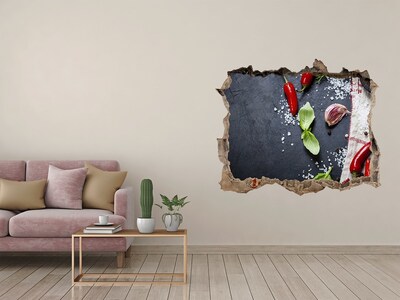 Nálepka 3D díra na zeď Kuchyňa plná chutí