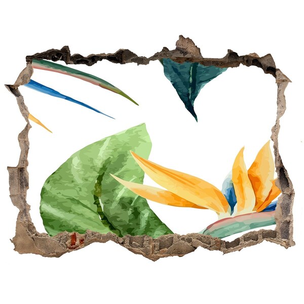 Nálepka 3D díra na zeď Tropický raj za múrom