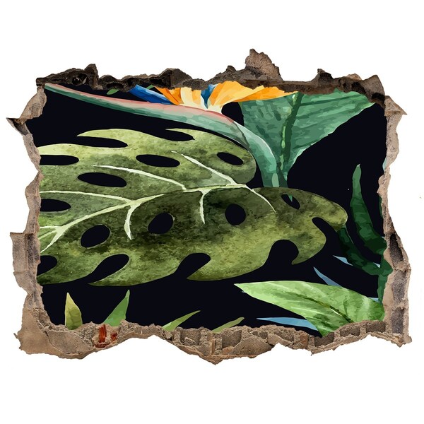 Nálepka 3D díra na zeď Tropická džungľa za múrom