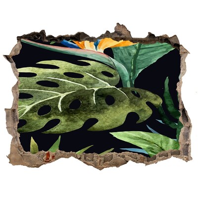 Nálepka 3D díra na zeď Tropická džungľa za múrom