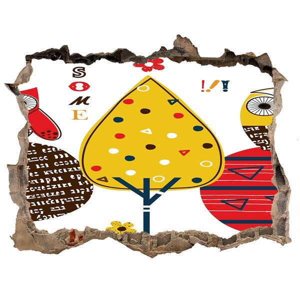 Samolepící nálepka na zeď Farebné stromy v diere v stene